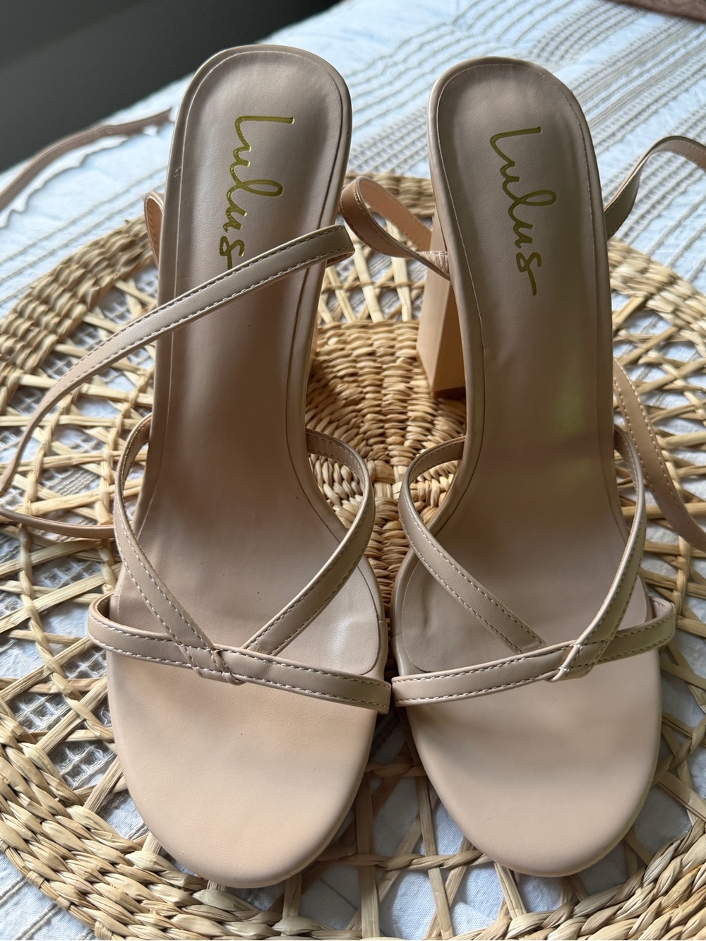 Lulu's Goldin Strappy Block Heel Sandals NWOT - Picture 3 of 7